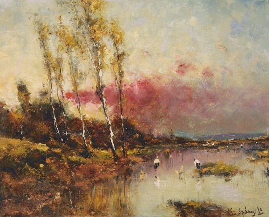 K. Spányi Béla (1852-1914) Marsh of the Storks