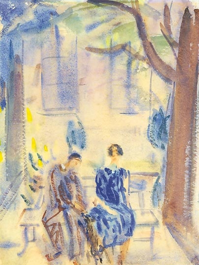 Márffy Ödön (1878-1959) Lovers on a Bench, from the first half of the 1930s