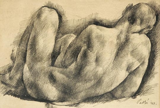 Patkó Károly (1895-1941) Male Nude from the Back, 1923