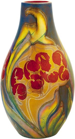 Zsolnay Vase with orchids, Zsolnay, around 1900