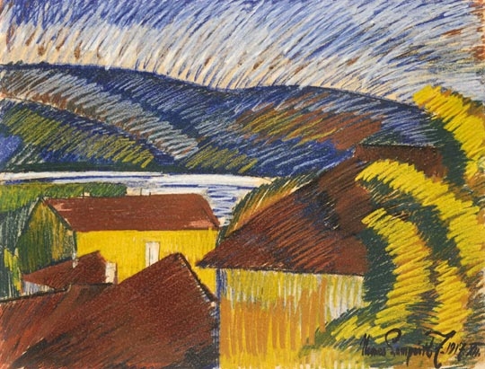 Nemes Lampérth József (1891-1924) Rooftops at Trencsény, 1917