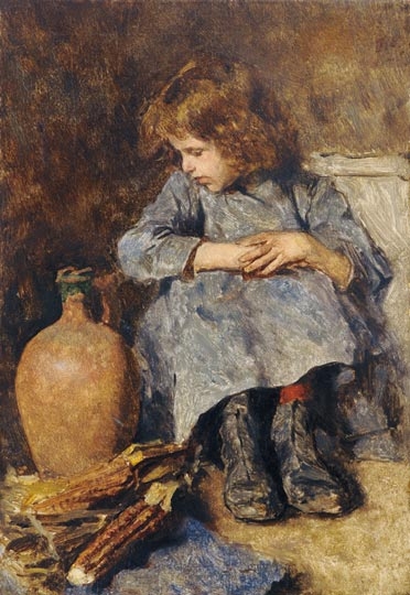 Müncheni Akadémián tanult magyar festő, 19. század vége Little girl with Jug
