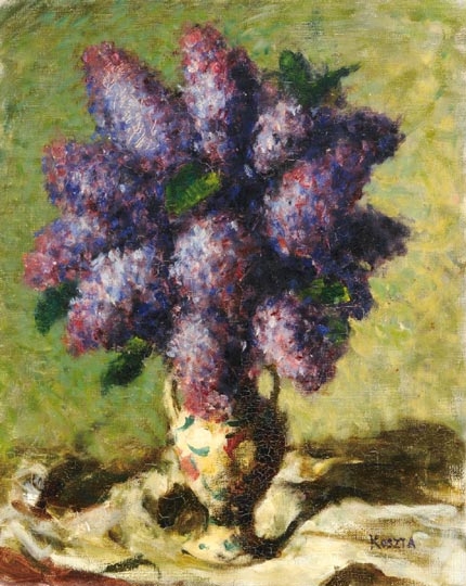 Koszta József (1861-1949) Still-life with Lilacs