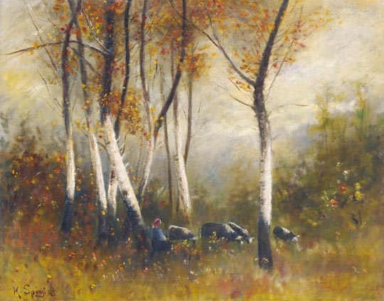 K. Spányi Béla (1852-1914) Under the Birch Trees
