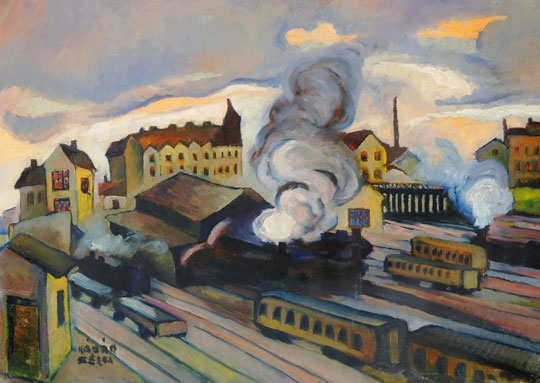 Kádár Béla (1877-1956) Railway Station in Vienna