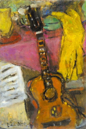 Czóbel Béla (1883-1976) Still life with a Guitar
