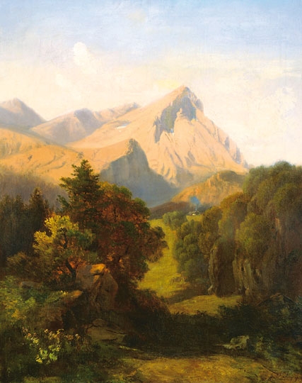 Telepy Károly (1828-1906) Mountain Peak in the Alps