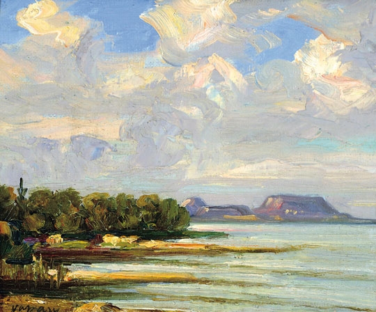 Vaszary János (1867-1939) View of Lake Balaton with the Mountains of Badacsony