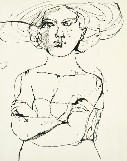 Szalay Lajos (1909-1995) Nő kalapban