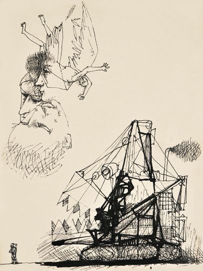 Kondor Béla (1931-1972) Szárnyas angyal (Illusztráció Nagy László: Arccal a tengernek című könyvéhez)