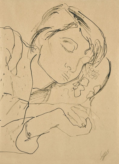 Ámos Imre (1907-1944) Anna Margit alvás közben