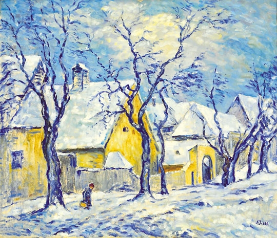Schadl János (1892-1944) Small Town in Winter, 1938