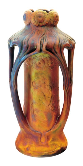 Zsolnay Art-noveau Vase with three Womenfigures, Zsolnay, around 1900