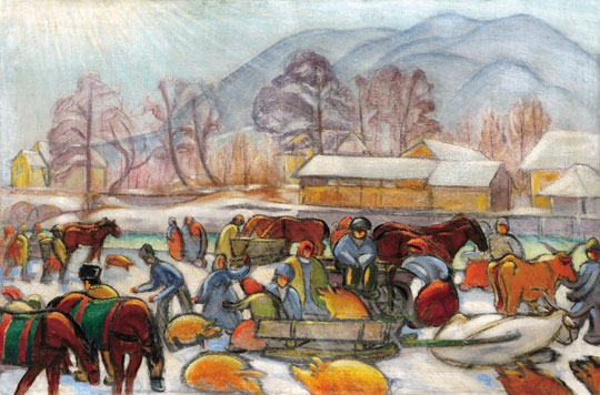 Boromisza Tibor (1880-1960) Winter Sunbeam on a Market, 1913