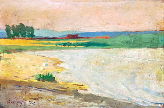 Vaszary János (1867-1939) Landscape at lake Balaton, 1902