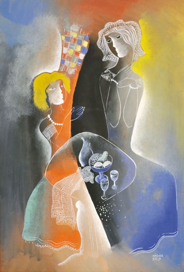 Kádár Béla (1877-1956) Hölgyek gyöngysorral