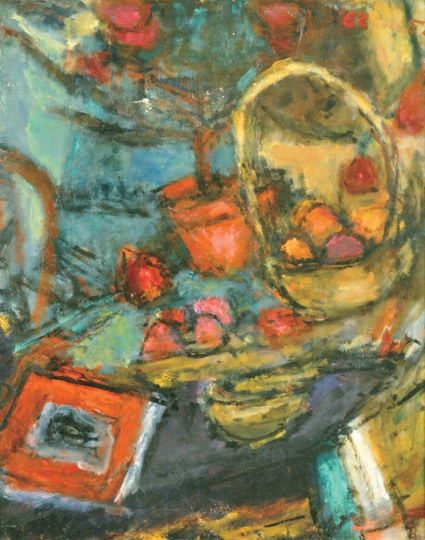 Czóbel Béla (1883-1976) Still-life with yellow Basket, 1960