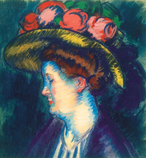 Vaszary János (1867-1939) Lady wearing a purple Hat, 1911