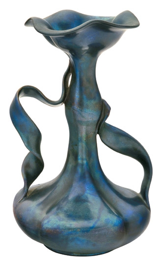 Zsolnay Vase with twisted band-handles, Zsolnay, 1898