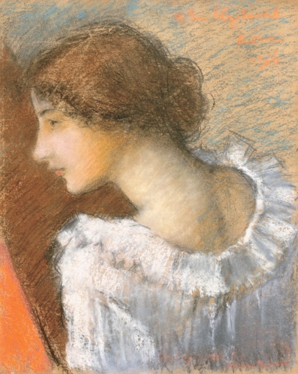 Rippl-Rónai József (1861-1927) Fiatal lány profilból, 1916