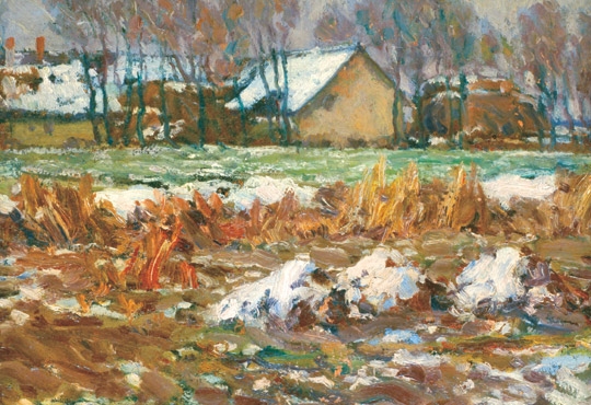 Perlmutter Izsák (1866-1932) Winter Village