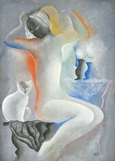 Kádár Béla (1877-1956) Woman Nude with a Cat