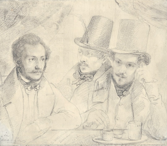Barabás Miklós (1810-1898) Barabás, Burghardt és Kozina Velencében, 1834