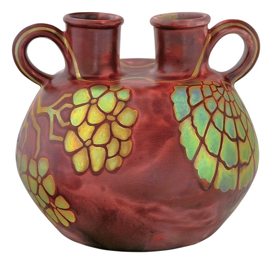 Zsolnay Jar with two handles, Zsolnay, around 1900, Form-plan: Tádé Sikorski