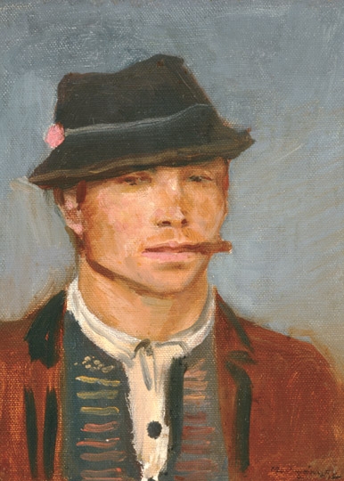 Mednyánszky László (1852-1919) Cigarettázó fiú kalapban