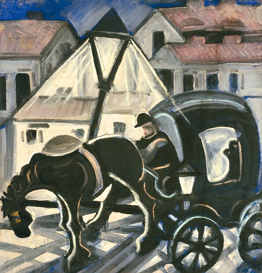 Scheiber Hugó (1873-1950) Cab in the Night