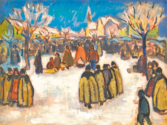 Iványi Grünwald Béla (1867-1940) Market in the Snow at Kecskemét