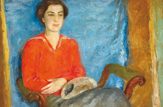 Szőnyi István (1894-1960) Lady in red blouse