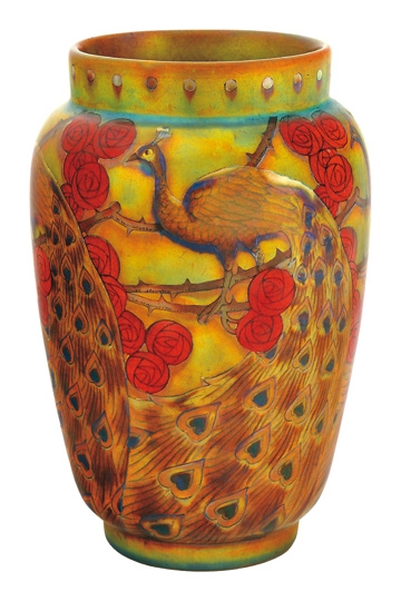 Zsolnay Vase with peacock, from the beginning of the 1900s