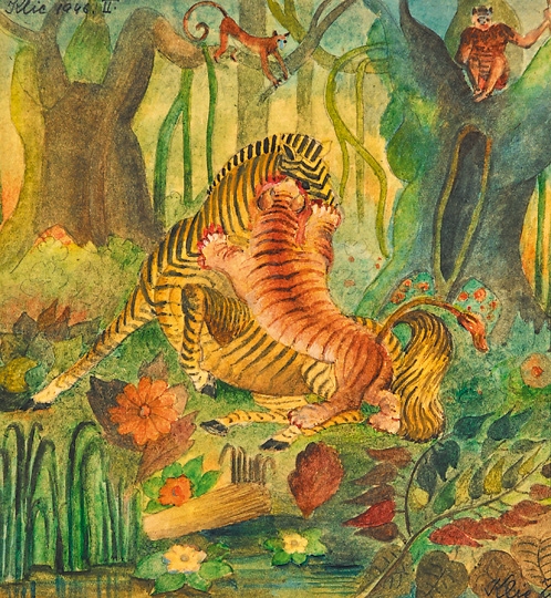 Klie Zoltán (1897-1992) Tiger and Zebra, 1946