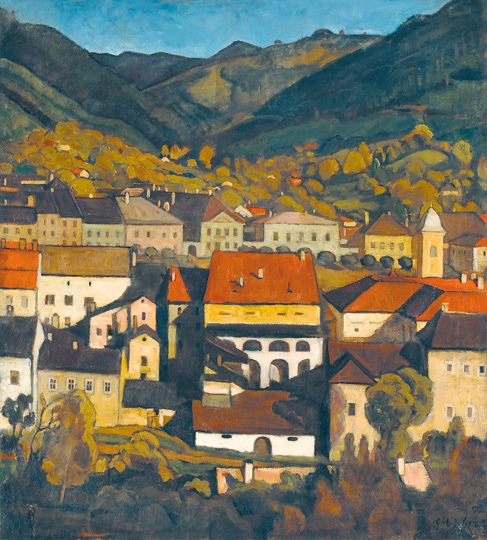 Gábor Jenő (1893-1968) View of a Hick-town, 1918