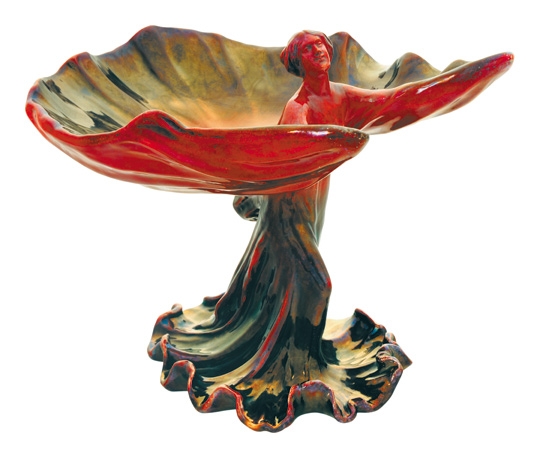 Zsolnay Fruit-bowl , from the 1900s, Form-plan: Sándor Apáti Abt, around 1901