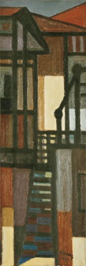 Barcsay Jenő (1900-1988) Yard in Szentendre (Yellow Mood), 1961