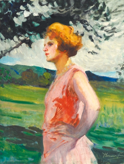 Thorma János (1870-1937) Folyóparton álló nő, 1929