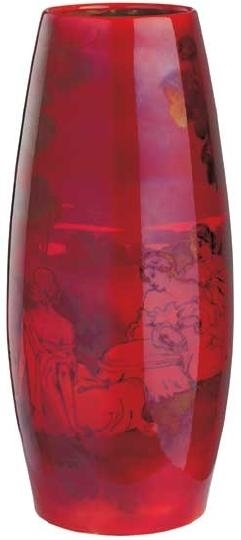 Zsolnay Szivar alakú váza, szecessziós jelenettel, Zsolnay