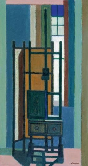Barcsay Jenő (1900-1988) Festőállvány ablak előtt, 1961