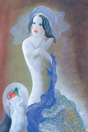 Kádár Béla (1877-1956) Akt kék lepellel