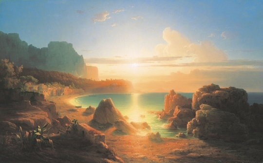 Ligeti Antal (1823-1890) Naplemente Capri Szigetén, 1860