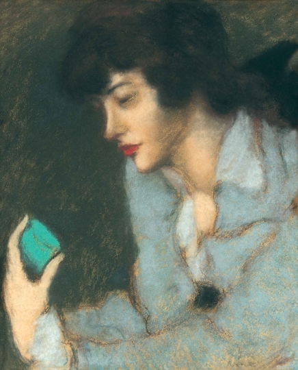 Rippl-Rónai József (1861-1927) Zorka kék blúzban, zöld szelencével