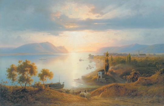 Ligeti Antal (1823-1890) Szob a Duna mellett, 1883