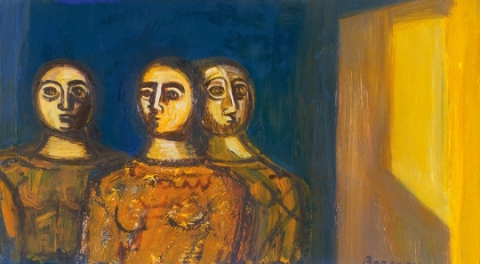 Barcsay Jenő (1900-1988) Három női félalak sárga fallal, 1949