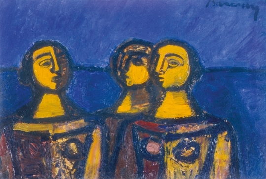 Barcsay Jenő (1900-1988) Három női félalak kék háttérrel, 1947