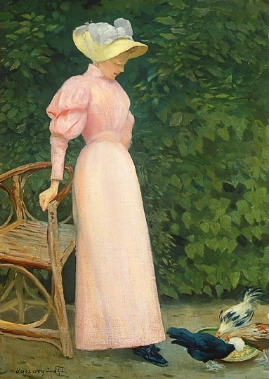 Vaszary János (1867-1939) Woman with Hens (In the Garden), 1892