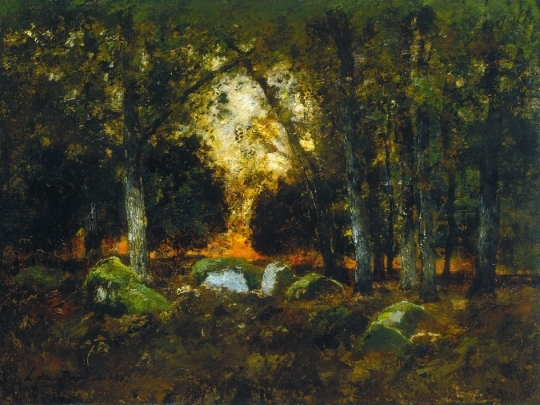 Paál László (1846-1879) Forest Scene with Rocks, 1876