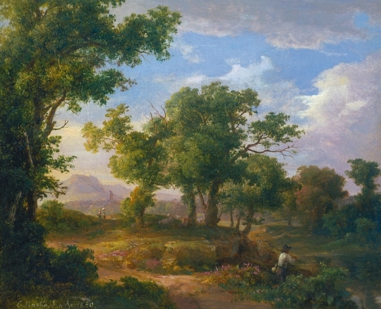 Markó Károly, Id. 1793-1860 Italian Landscape with Shepherd, 1859