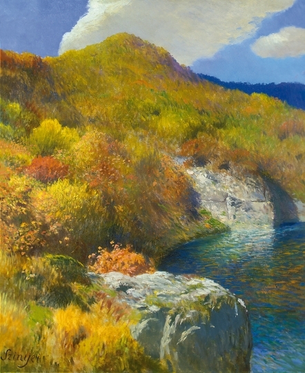 Szinyei Merse Pál (1845-1920) Romantic Landscape (Scene from the Vág Valley; By the Streaming Autumn), 1916